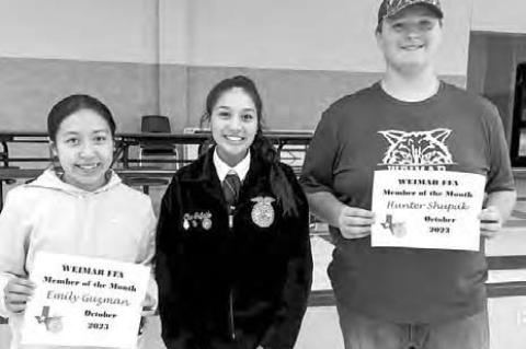 WEIMAR FFA AWARDS MEMBERS OF THE MONTH