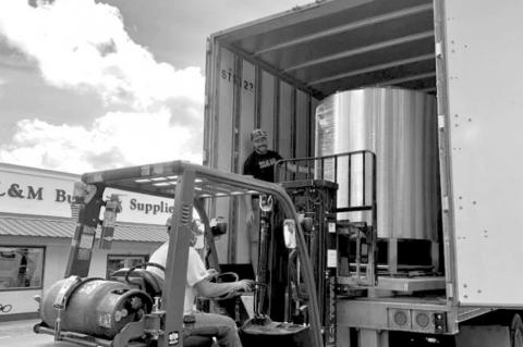Brewhouse equipment coming in for Hound Song