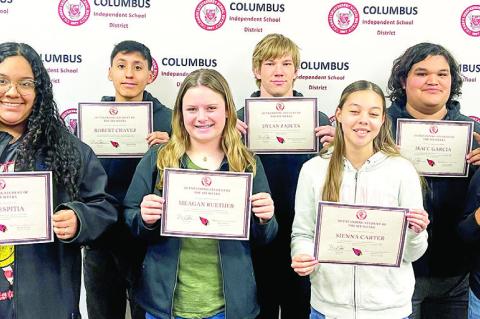 COLUMBUS HIGH SCHOOL AWARDS OUTSTANDING STUDENTS AND STAFF FOR 3RD SIX WEEKS