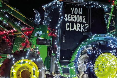 One of the lighted entries during the parade featured a decorated tractor.