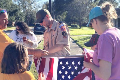 CUB SCOUTS REPLACE FLAGS FOR VETERANS DAY