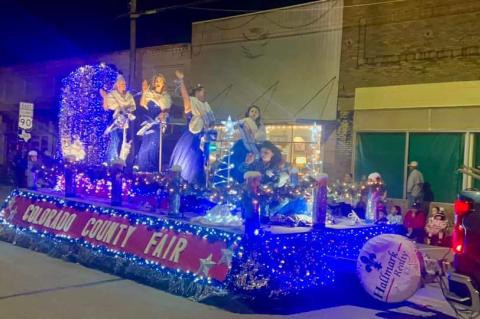 The Colorado County Fair Court decorated their traditional float with lights for the holidays. 