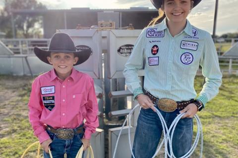 Pictured are Jaxon Wahlberg and Jakelyn Primrose, two rodeo competitors that qualified for an intracontinental competition in Vegas. Courtesy photo