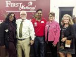 The Chamber met with several businesses in attendance. From left they are Nikki Upson with Columbus Oaks, John Jones with Three Crosses Ministries, Srinivas “Ross” Mudunuri with St. Christina’s EMS and Chamber Board members Janet Hollman and Becky Nutt. 
