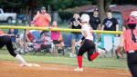 Sophia Wolters sprints to first base during a sectional tournament game. Wolters had some big hits including a home run during the LLWS.
